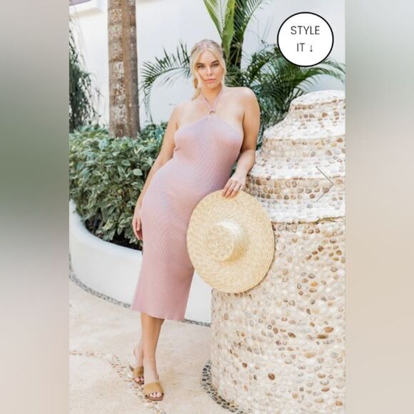 NWOT - Pink Lily Boutique Mauve Pink Midi Dress - Size Medium - Picture 2 of 5